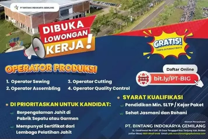 Loker PT. Bintang Indokarya Gemilang PT. BIG Brebes