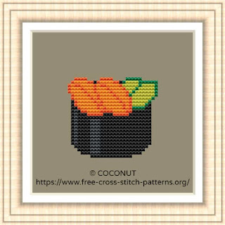 SEA URCHIN SUSHI ROLL UNI, FREE AND EASY PRINTABLE CROSS STITCH PATTERN