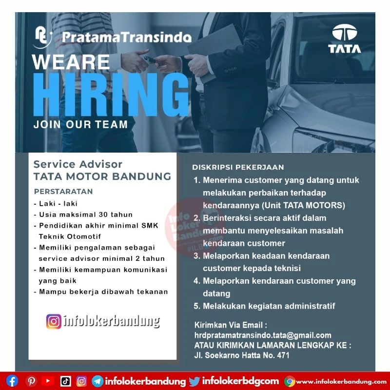 Lowongan Kerja Tata Motors Bandung Agustus 2022