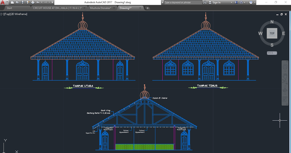 Download Gambar Kerja Mushola File Autocad DWG 