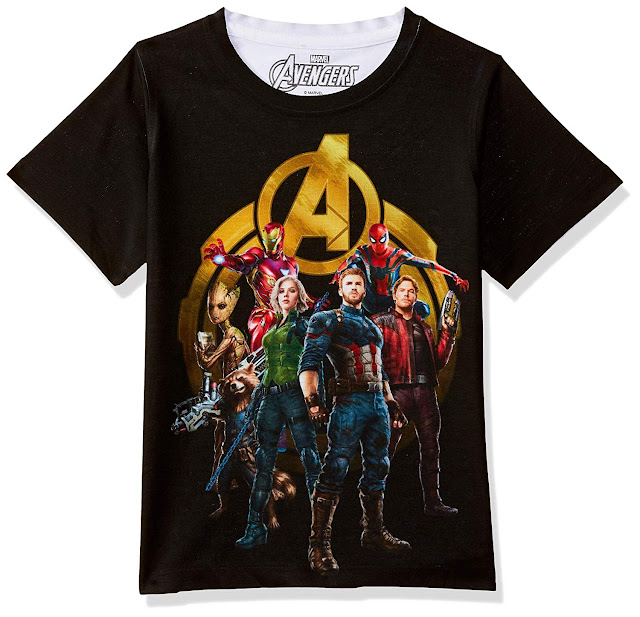 Marvel Avengers Round Neck Black Polyester T-Shirt