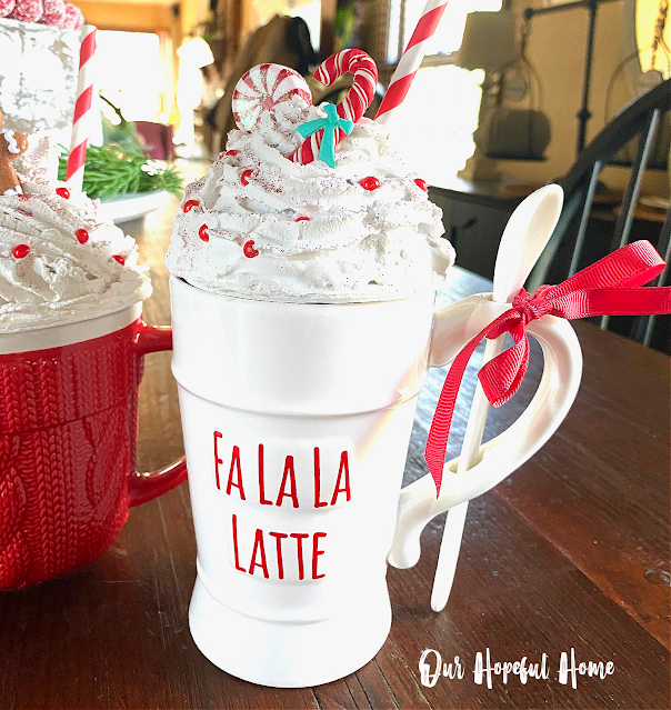 Fa La La Latte Christmas mug with matching spoon