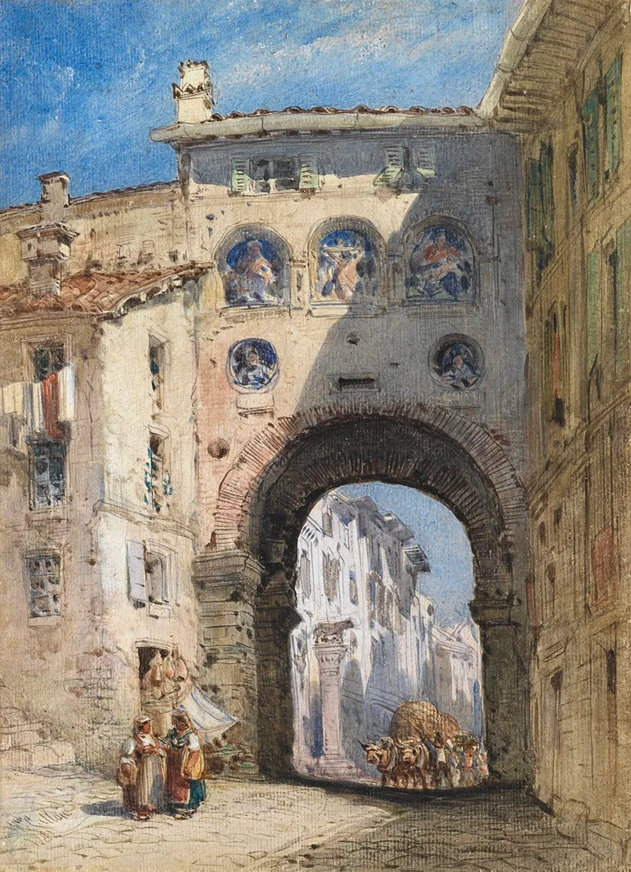The Ancient City Gate Porta al Ciglio, Pienza William Callow 1882