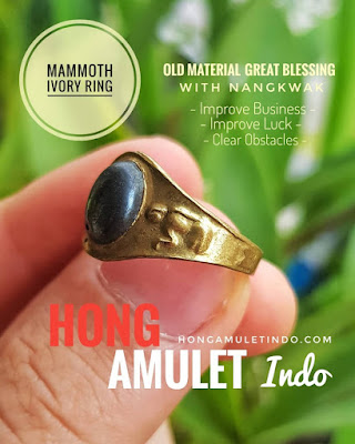 LP Hong Ivory Locket Mammoth Ring Thai Amulet Nangkwak 