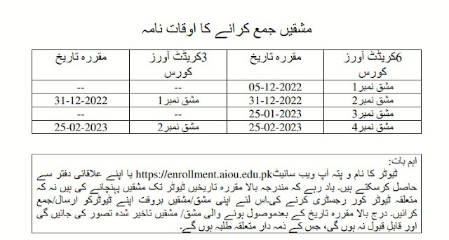 AIOU-Tutorial-Assignment-Schedules-Autumn-2022