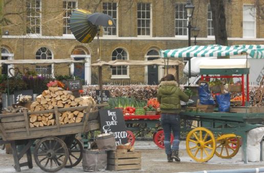 Filming in Tredegar Square. Photo by Allan Cousins