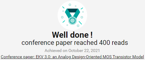 conference paper reached 400 reads