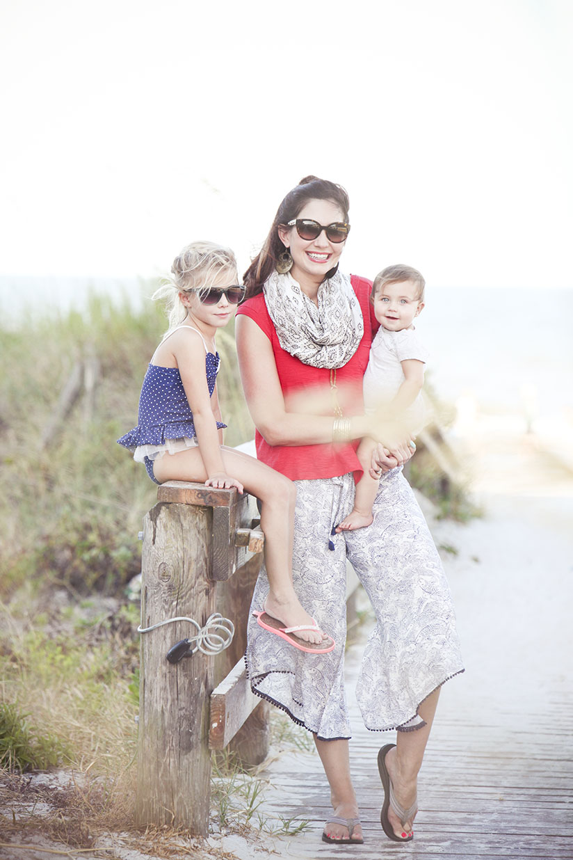 Amy West and kids at the beach