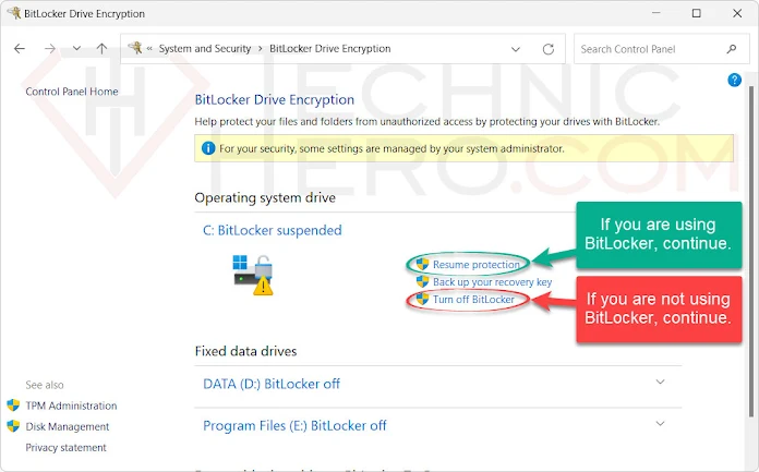 Exclamation Mark on Disks, Yellow Warning on C Drive