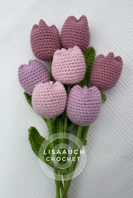 Crochet Tulip flower bouquet free pattern