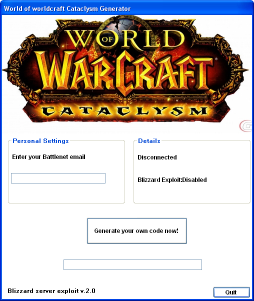 World of Warcraft Catalysm Code Generator!