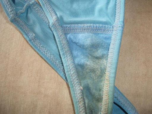 Dirty Worn Sexy Blue Thong Stain Crotch Close Up Panties Pictures