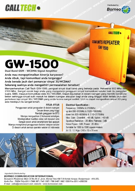 Call Tech GW 1500, Penguat Sinyal 3G Telkomsel, Indosat, XL, Three / 3, Axis