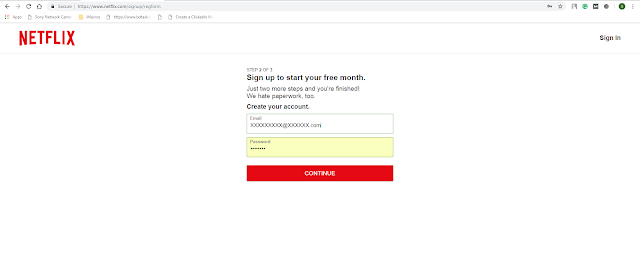 netflixs registration page