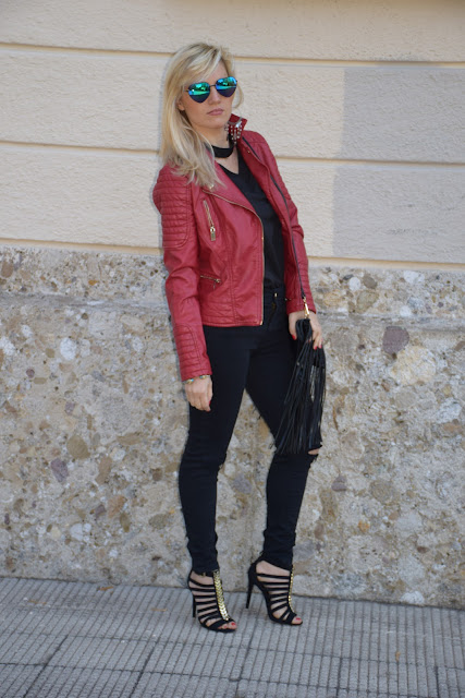 come abbinare la giacca di pelle rossa red leather jacket how to wear red leather jacket outfit maggio 2017 mariafelicia magno fashion blogger colorblock by felym fashion blog italiani fashion blogger italiane blog di moda