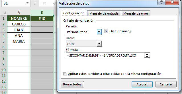 Como EVITAR INTRODUCIR datos DUPLICADOS en excel