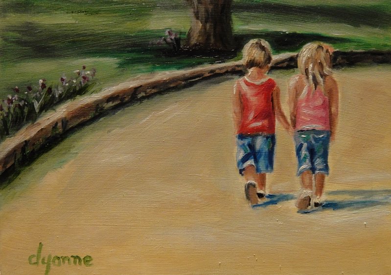 Take My Hand 5 x 7 oil on hardboard signed and sealed