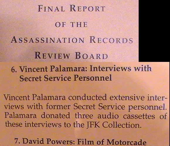 Vince Palamara in the ARRB Final Report given to President Clinton, etc.!