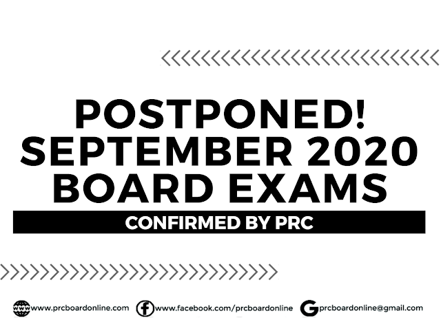 Postponed! September 2020 PRC Board Exams