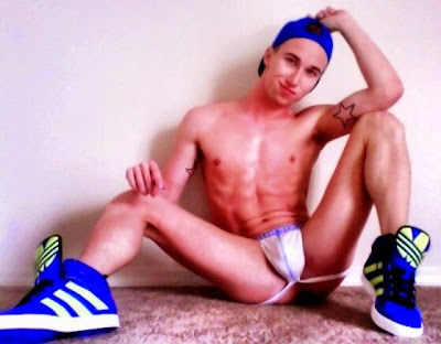 Ashton Webber naked blue Adidas high tops