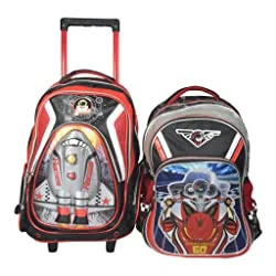 Winsor, Flames Printed 2 Wheels Kids Backpack