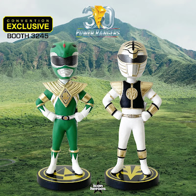San Diego Comic-Con 2023 Exclusive Power Rangers Green Ranger & White Ranger Bobblehead Set by Icon Heroes