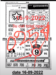 Thailand Lottery 3UP VIP Cut Total Open 16-09-2022-Thailand Lottery 100% sure number 16/09/2022