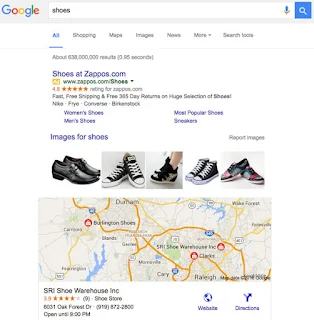 Example of searching for shoes