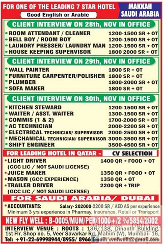 Qatar, Dubai & KSA Large job vacancies