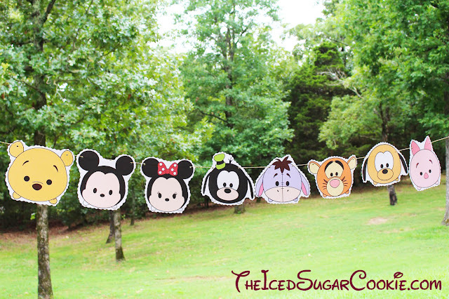 Tsum Tsum Disney Characters Birthday Party Flag Hanging Banner DIY Idea-Winnie The Pooh Bear, Mickey Mouse, Minnie Mouse, Goofy, Eeyore, Tigger, Pluto, Piglet