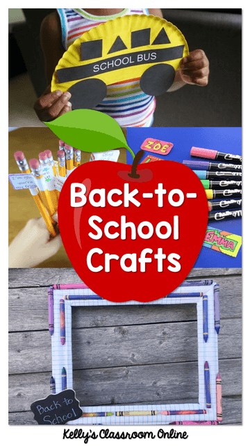 A round up of 10 children's back-to-school crafts. Apples, pencils, school buses, photo props. Preschool, kindergarten, first grade, second grade.