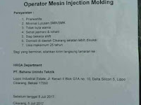 Lowongan kerja pt BAHANA Unindo Tehnik operator mesin Molding