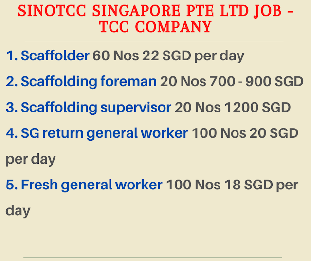 Sinotcc singapore pte ltd job - TCC company