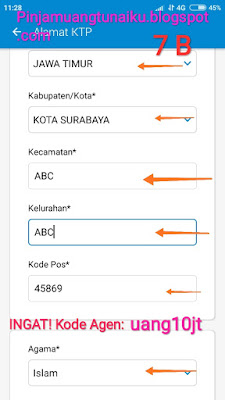 Sambungan Langkah Ke 7 pengisian DATA KTP Aplikasi pinjaman Tunaiku kode agen uang10jt