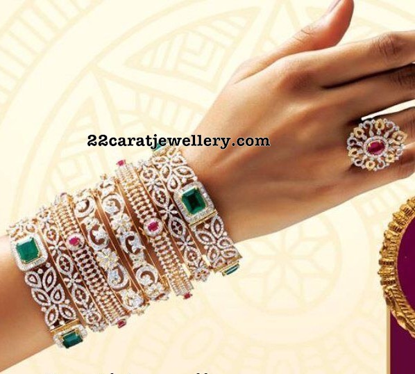 Set of Designer Diamond Bangles