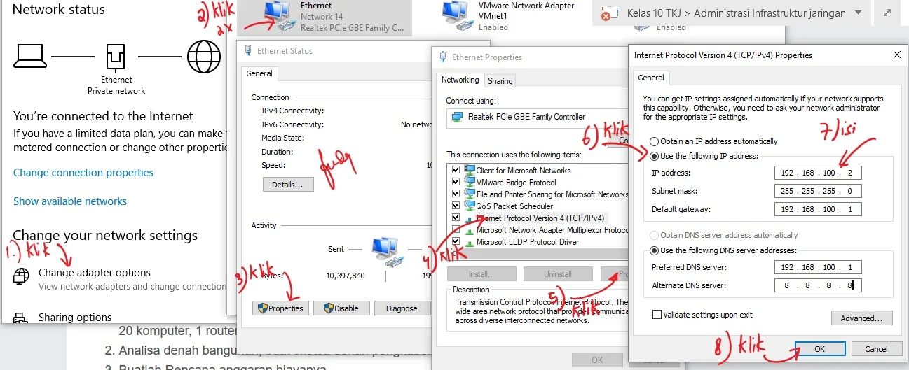 langkah Praktik konfigurasi Mikrotik internet gateway pada interface LAN dan WLAN