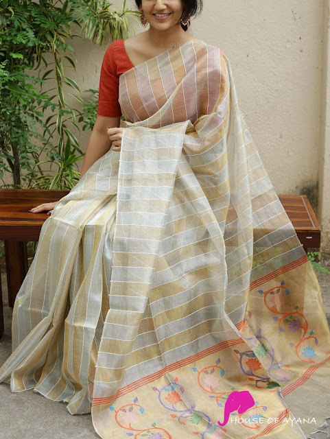 Banaras Handwoven Zari Tussar Silk Sarees