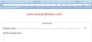 Cara membuat daftar isi word 2007