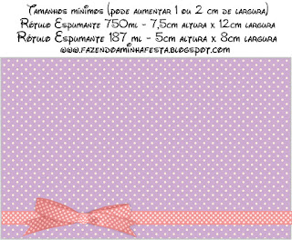 Lila con Lunares Blancos y Lazo Rojo: Etiquetas para Candy Bar de Primera Comunión para Imprimir Gratis. 