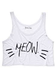 White Graphic Crop Top | Meowingtons