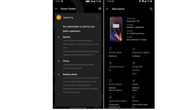 OnePlus 6 And 6T Gets OxygenOS 10.3.1 Update
