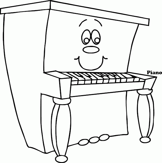 Mewarnai Gambar Alat Musik Piano Versi Kartun - Contoh 