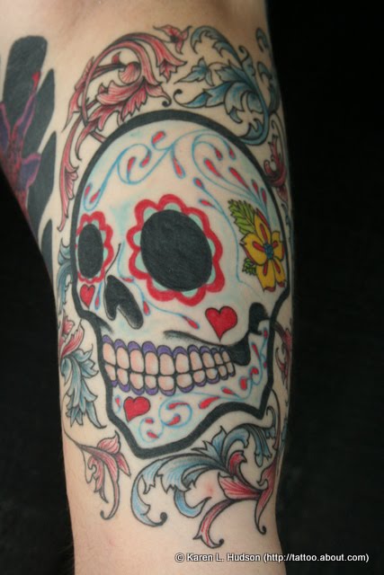 I do a lot of sugar skull tattoos and I do a lot of tattoos on