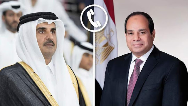 الرئيس السيسي يتلقي اتصالاً هاتفياً من أمير دولة قطر