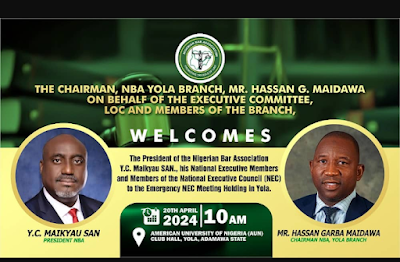 NBA YOLA BRANCH WELCOMES PRESIDENT, NEC FOR AN EMERGENCY MEETING
