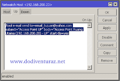 Monitoring host pada jaringan dengan tool netwatch di router mikrotik Monitoring Host Pada Jaringan Dengan Tool Netwatch di Mikrotik