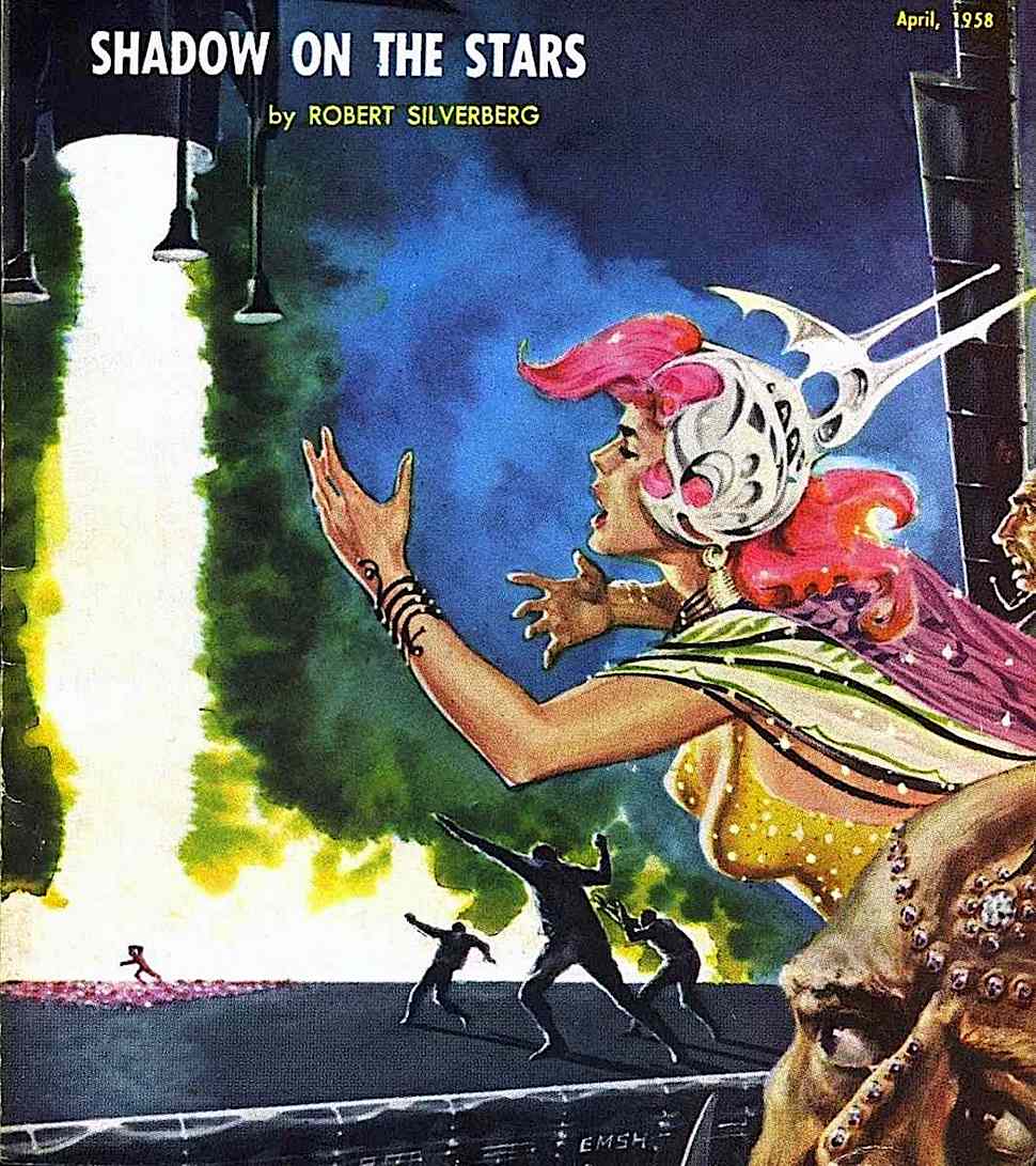 Ed Emshwiller 1958 book cover illustration, Shadow On The Stars by Robert Silverberg