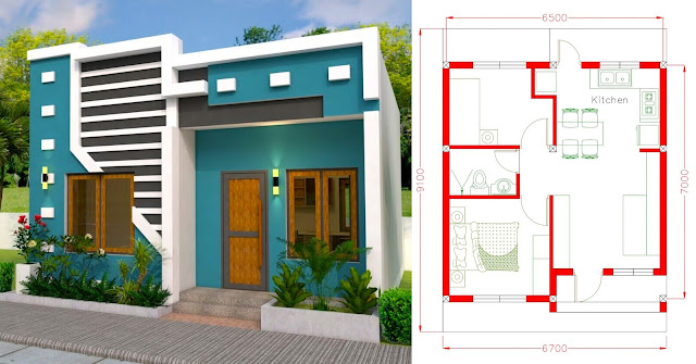 Petit bijou architectural : Maison 2 chambres 6,5 x 6,7 m - plan complet