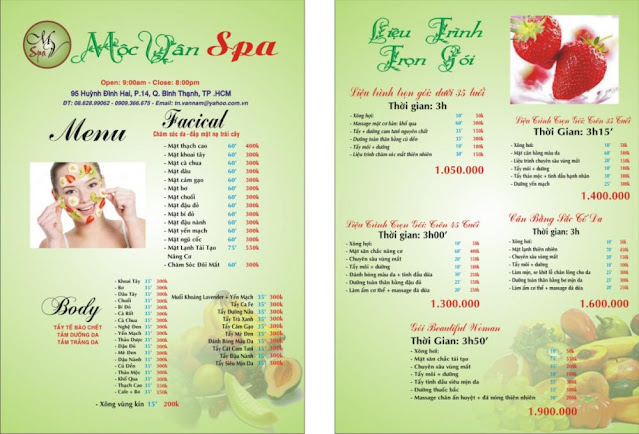 Menu Spa ấn tượng cung cấp thị trường trong nước xuất khẩu