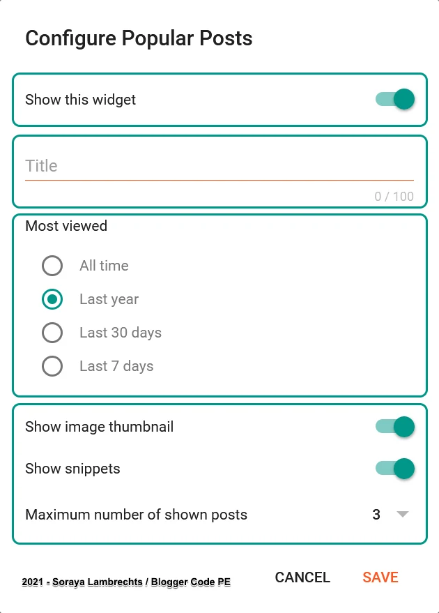 PopularPosts gadget control panel